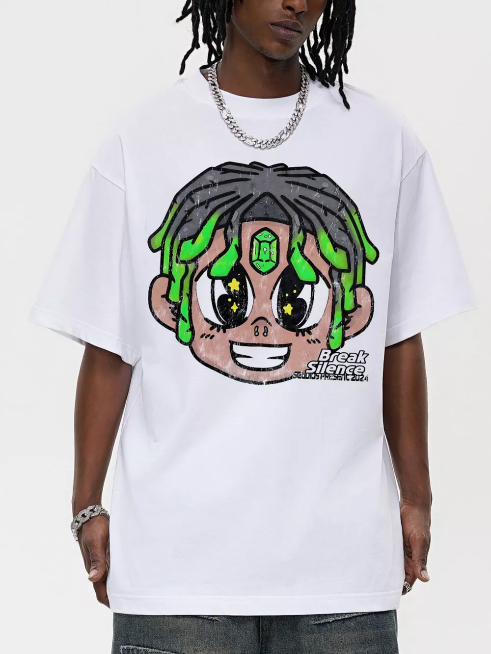 Men's Cartoon Graphic Oversized T-Shirt, image 2