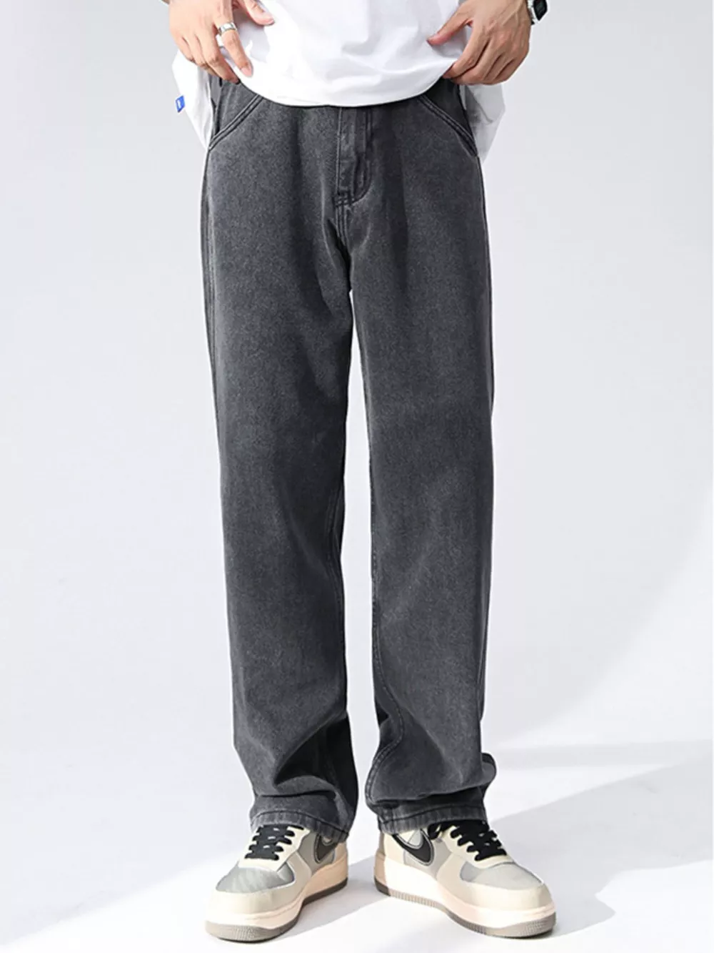 Men's Wash Relaxed Fit Wide Leg Jeans, image 6