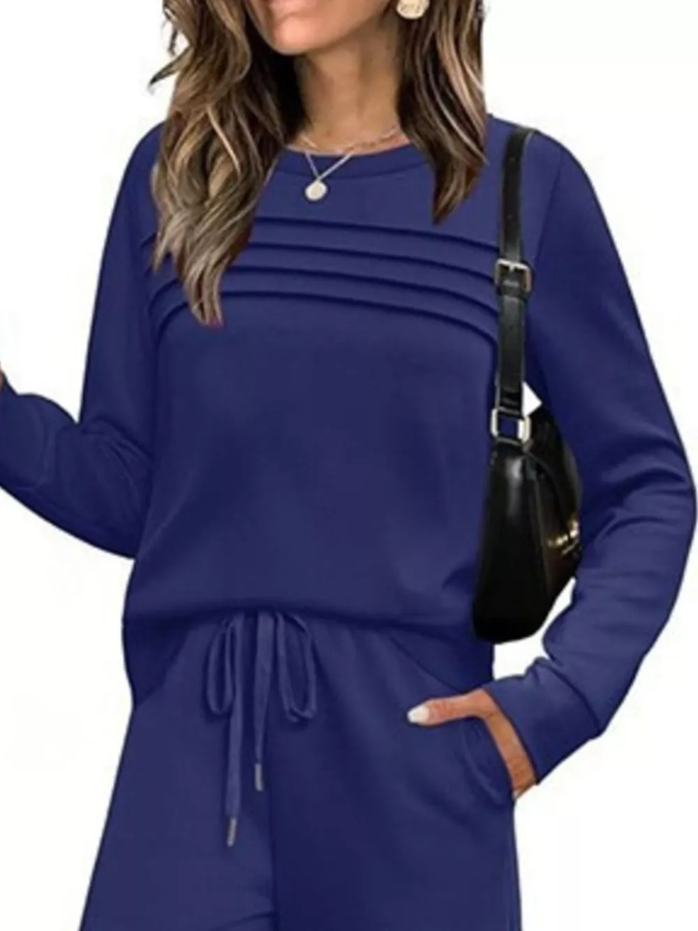 Full Size Long Sleeve Round Neck Top and Pants Set Plus Size, image 8