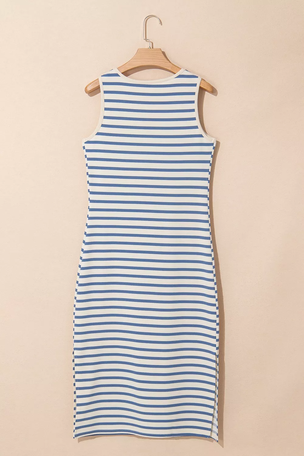 Stripe Tie V Neck Sleeveless Side Slit Midi Dress, image 4