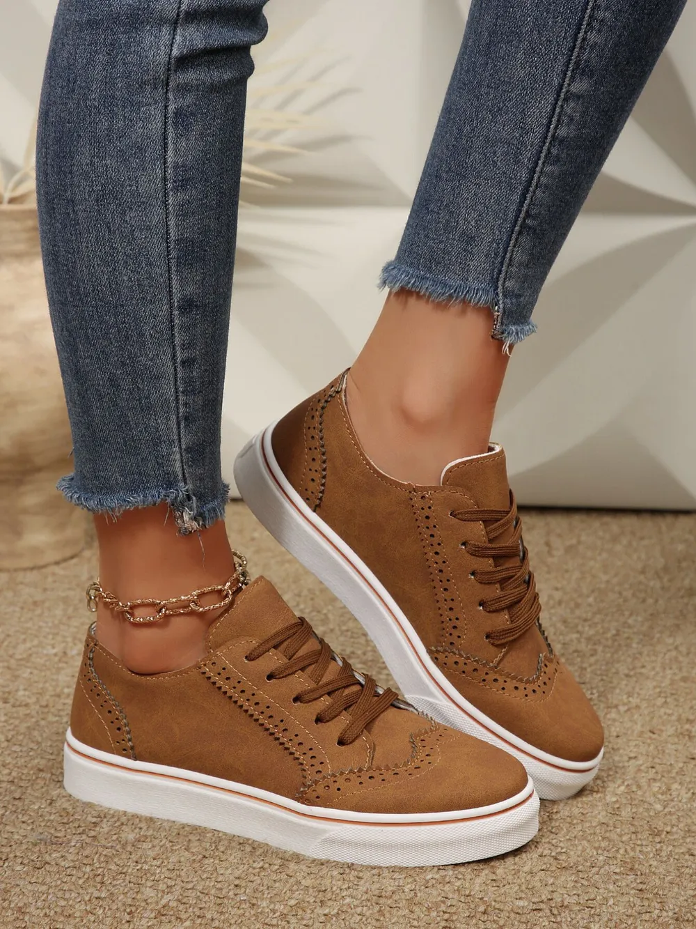 Lace Up Round Toe Platform Sneakers, image 10
