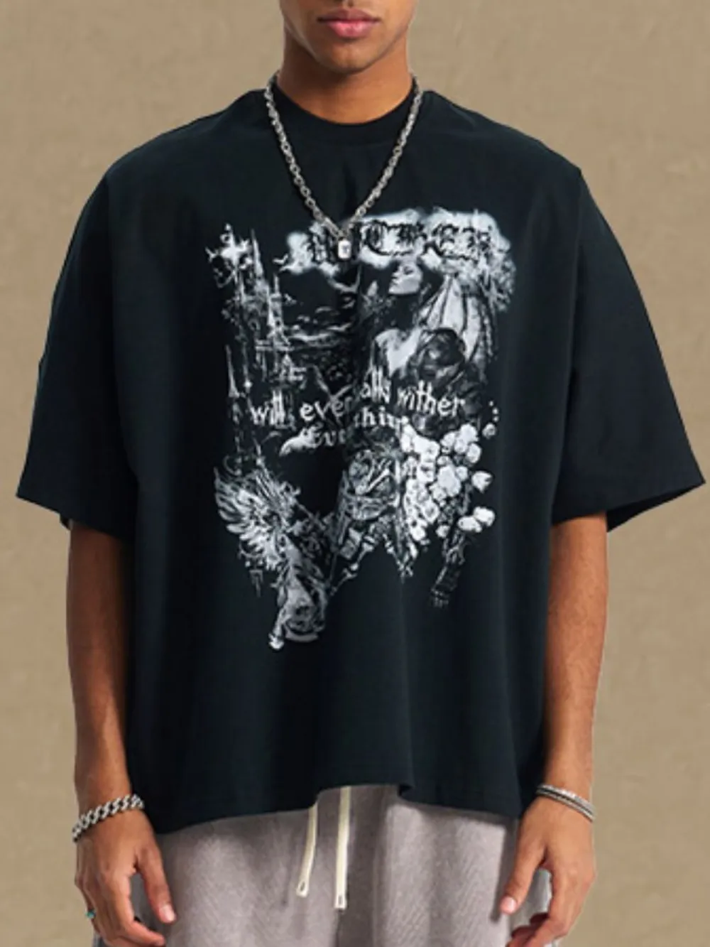 Men's Round Neck Half Sleeve Graphic T-Shirt, image 2