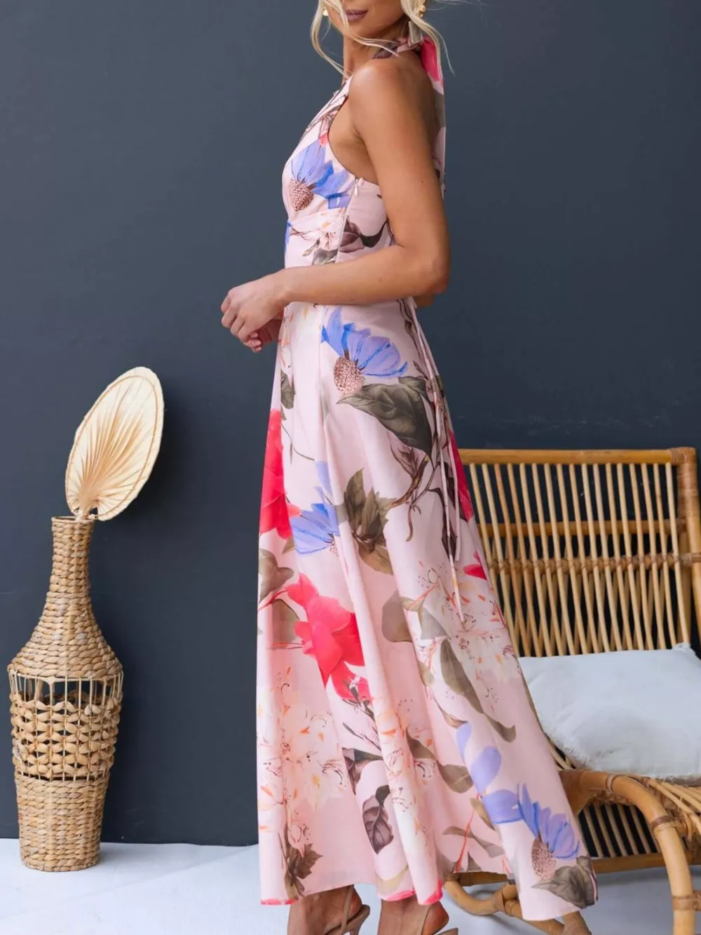 Floral Print Halter Neck Maxi Dress, image 24