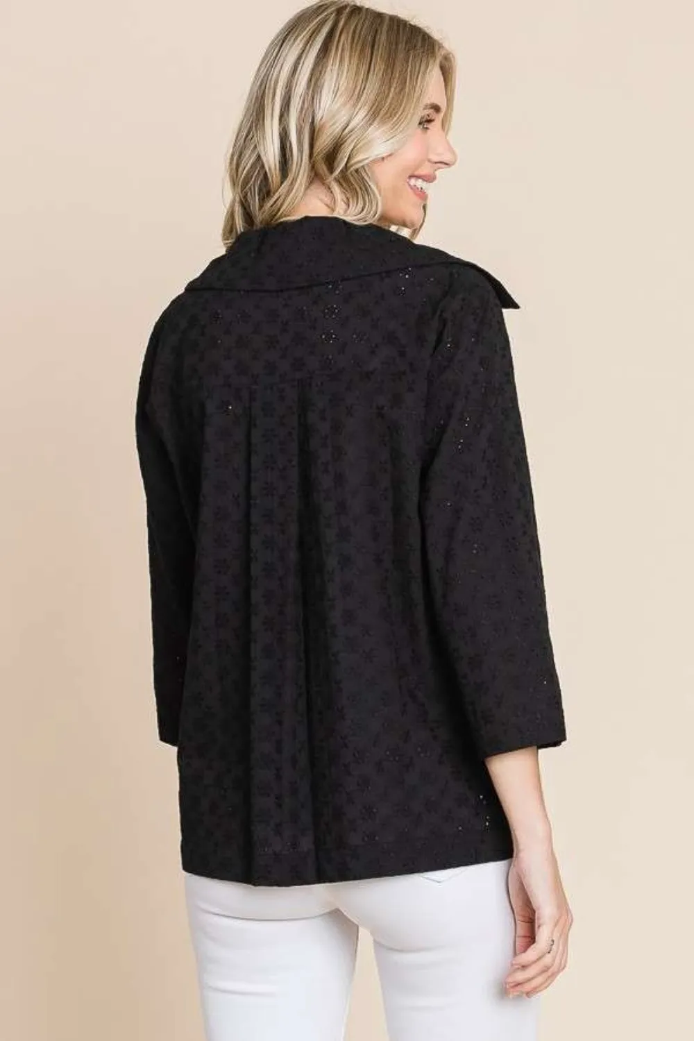 Double Breasted Eyelet Jacket with Pockets, image 2