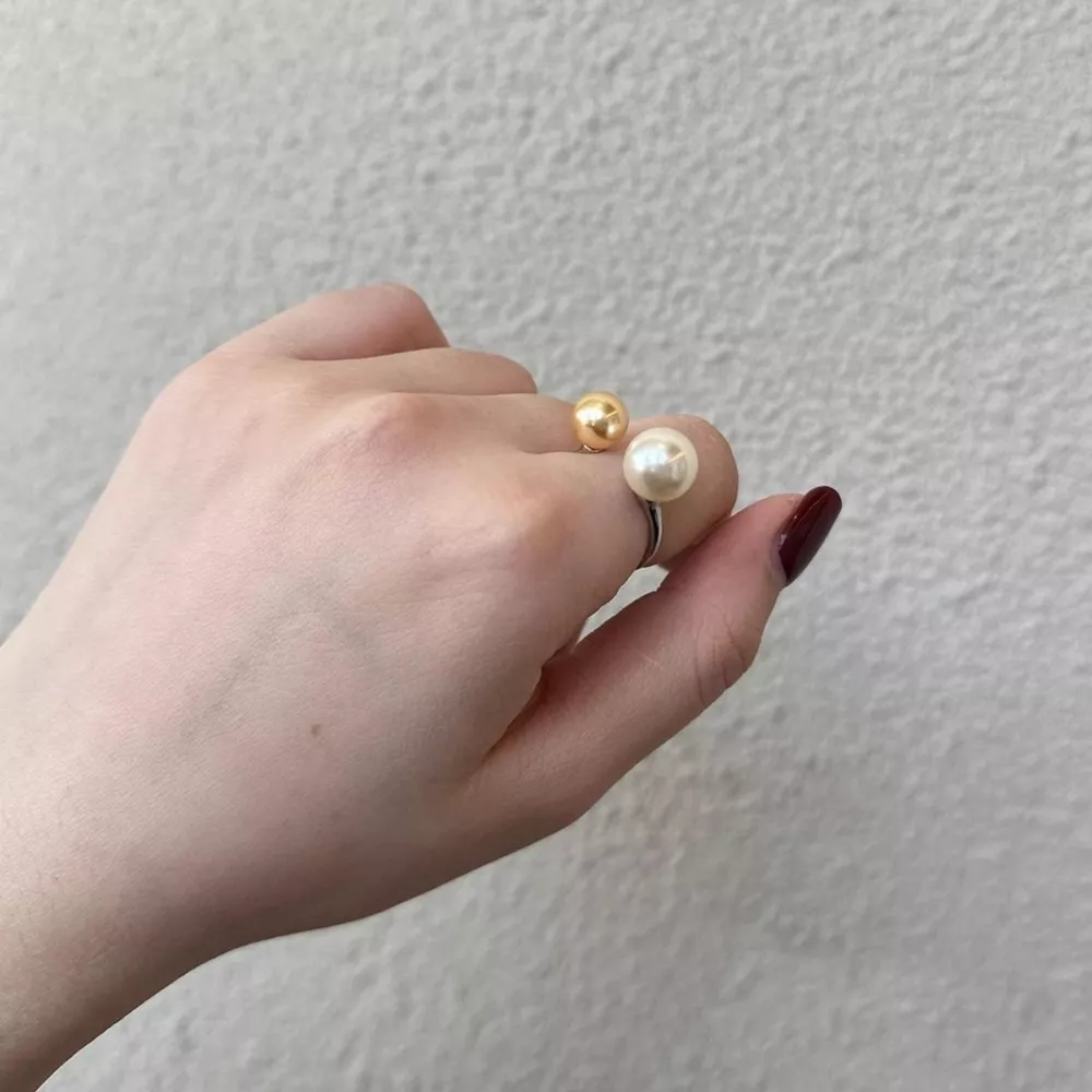 Double Pearl Open Ring, image 4