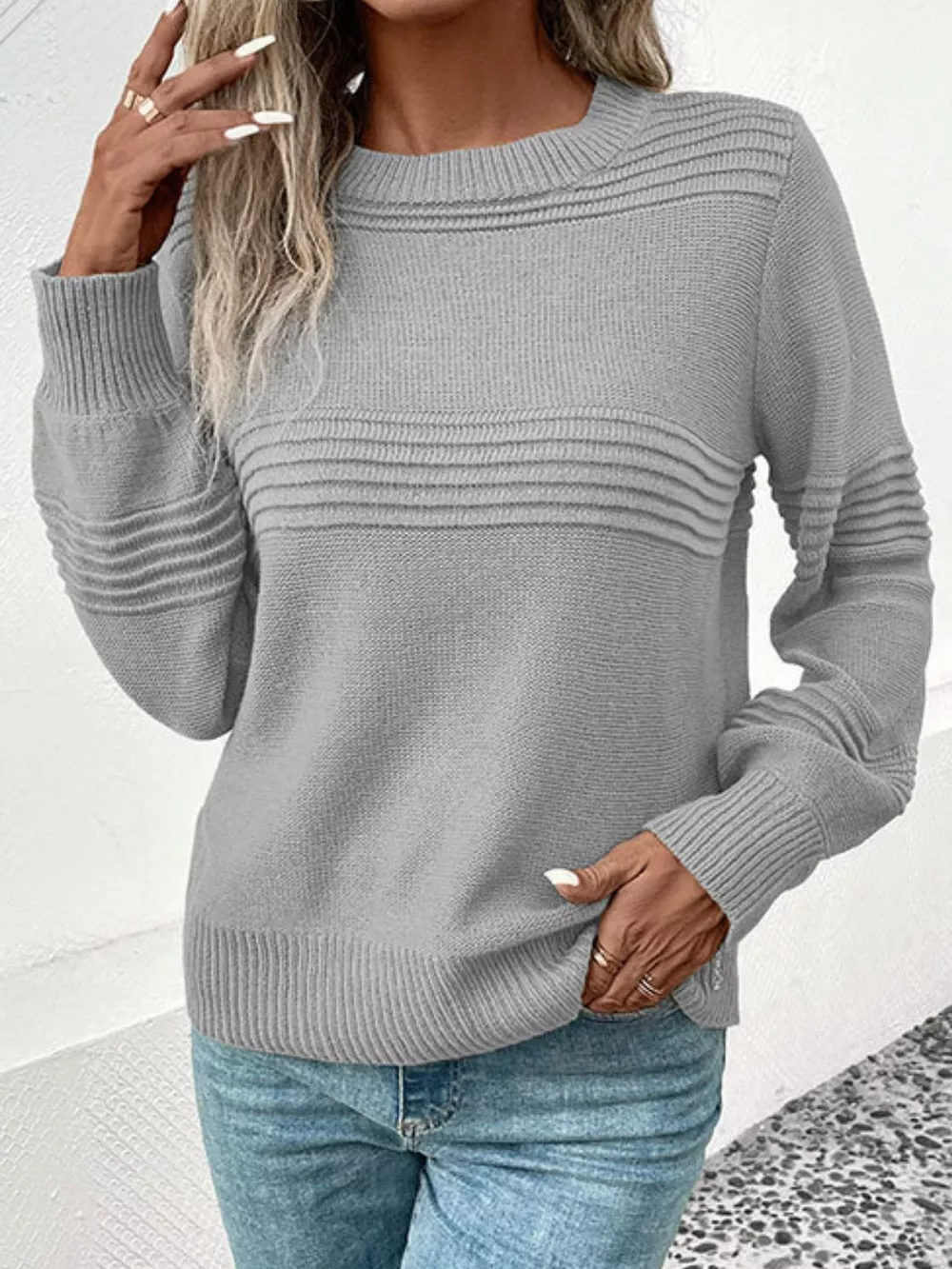 Round Neck Long Sleeve Sweater, image 7