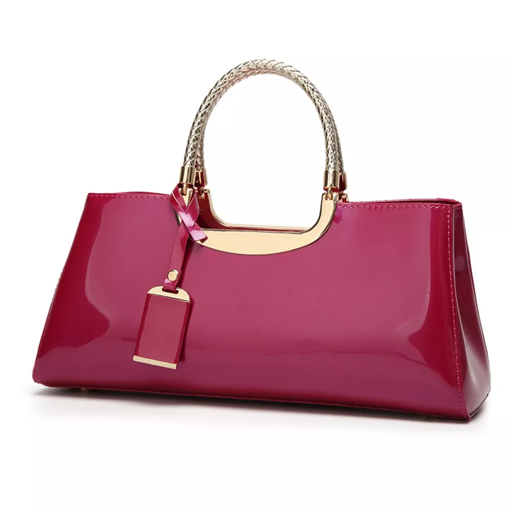 Patent Leather Handbag with Top Handle, image 5