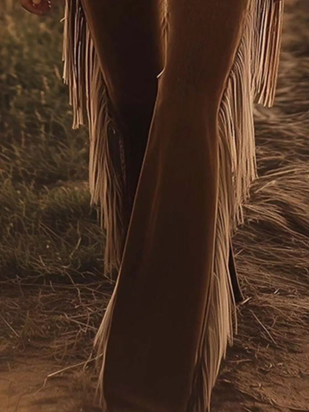 Fringe Trim Flare Pants, image 4