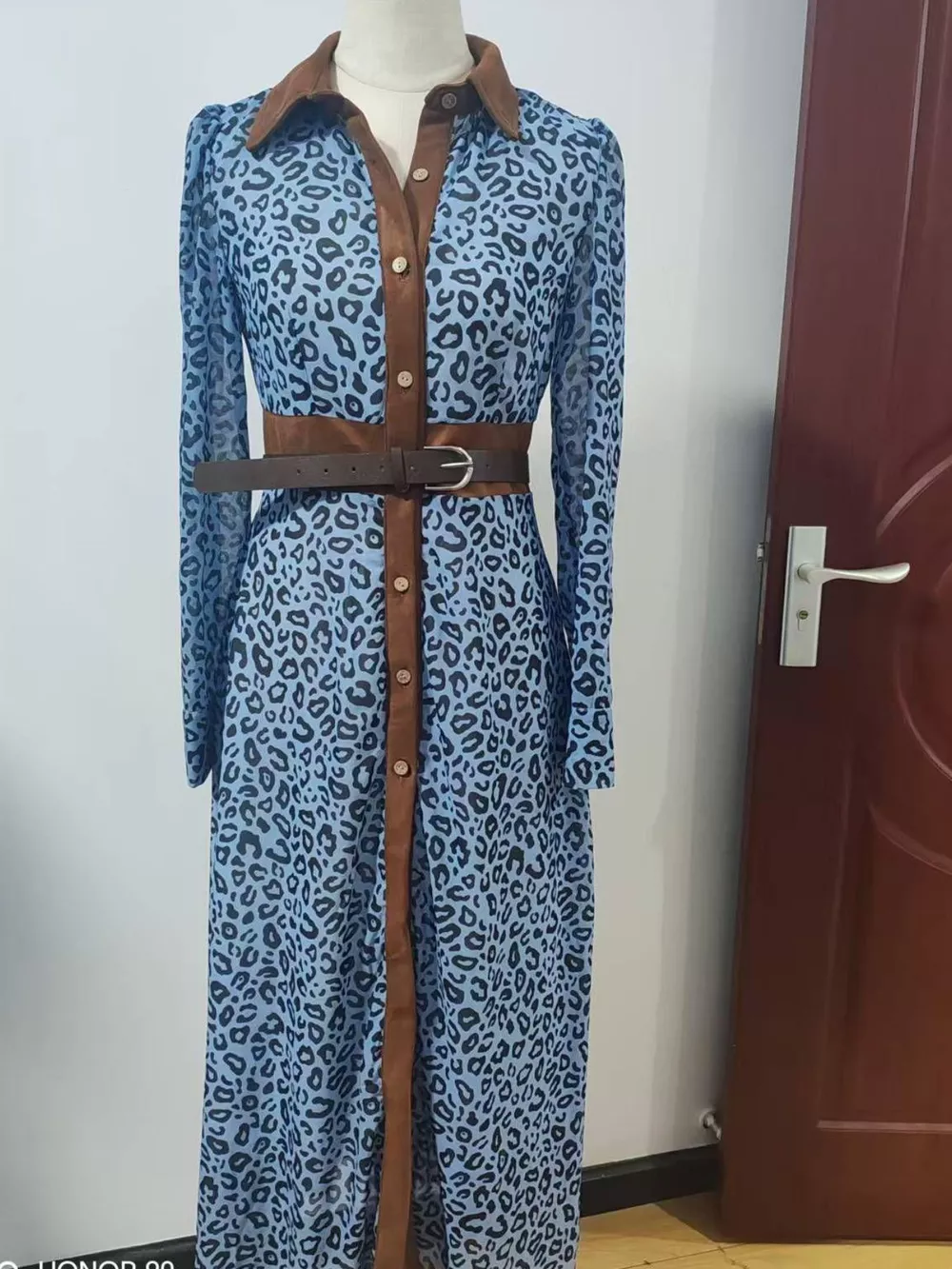 Leopard Print Shirt Dress with Contrast Trim, image 4
