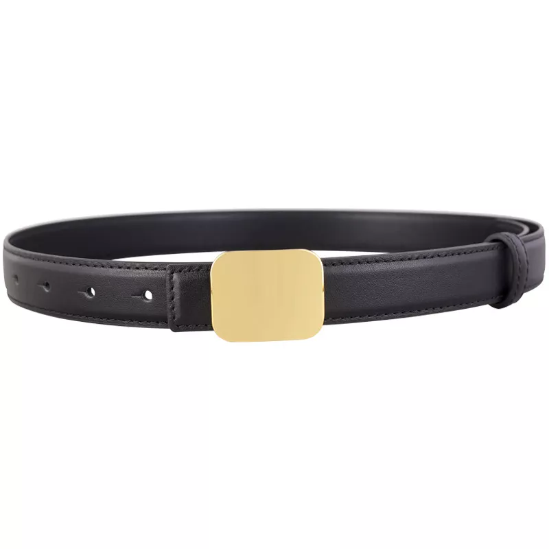 Leather Belt with Gold Buckle, image 3