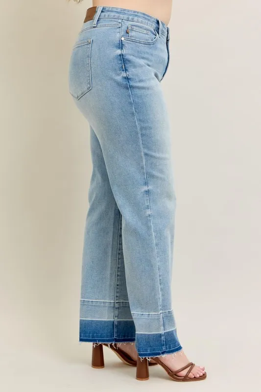 Full Size Mr Release Hem Wide Leg Jeans Plus Size, image 3