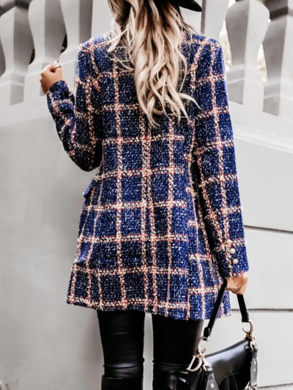 Plaid Tweed Double-Breasted Coat, image 15