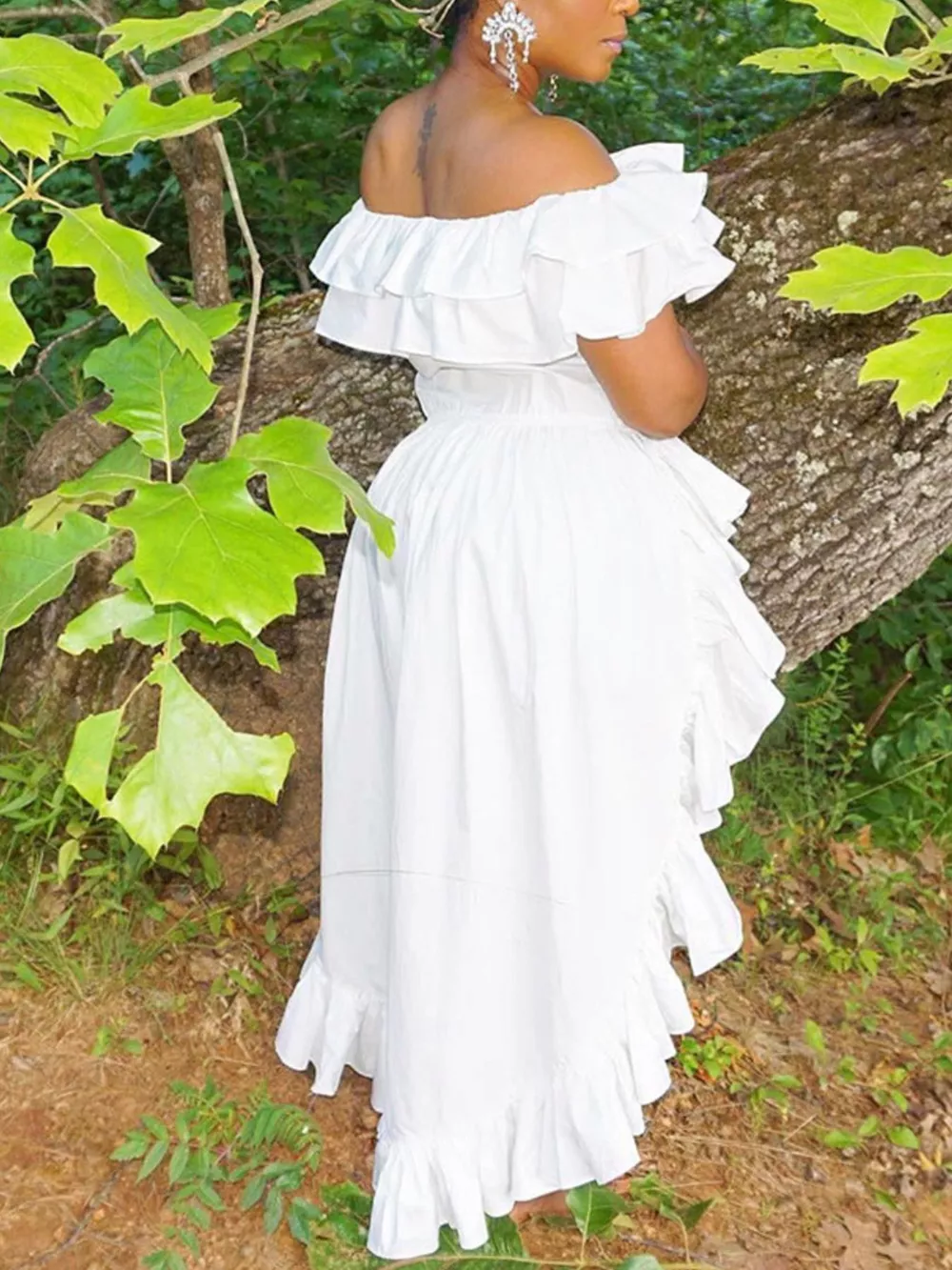 Ruffle Off-Shoulder High-Low Blouse, image 2