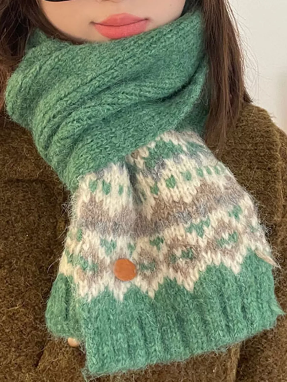 Nordic Pattern Knitted Winter Scarf, image 3