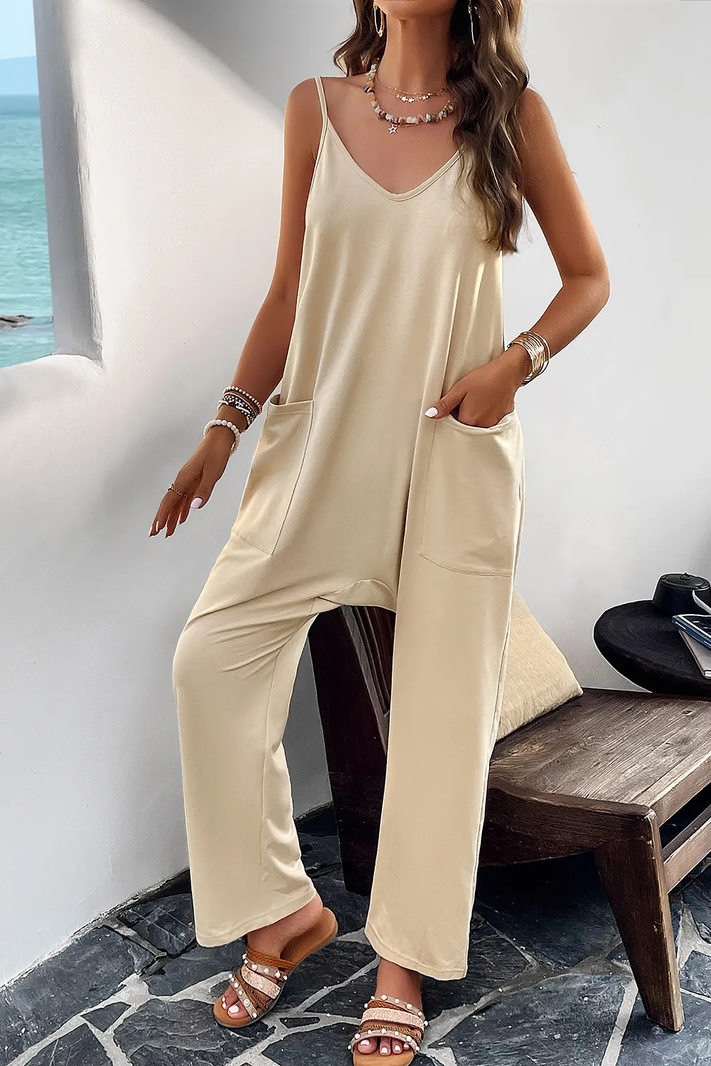 Pocketed Spaghetti Strap Overalls, image 28