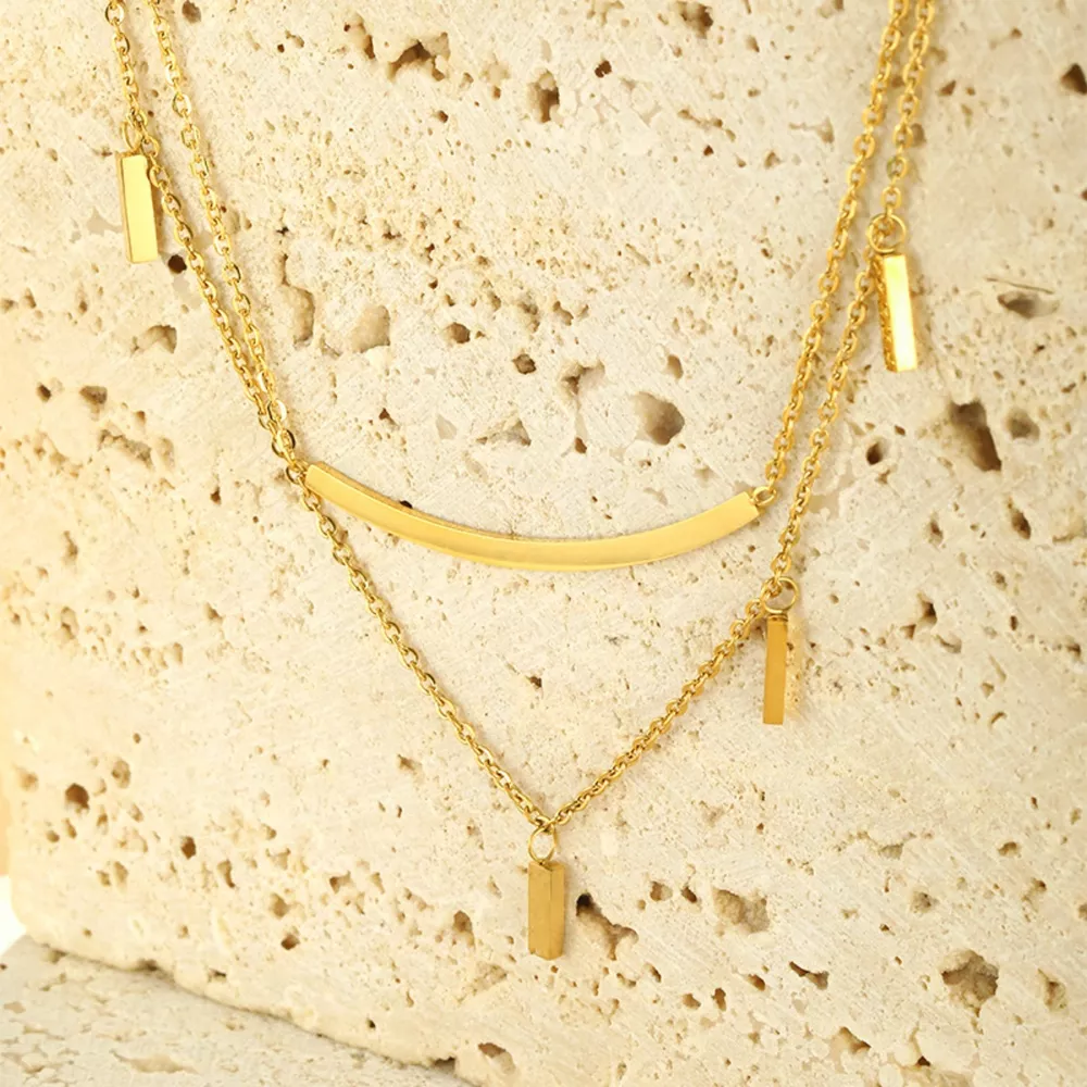 18K Gold-Plated Double Layered Necklace, image 3