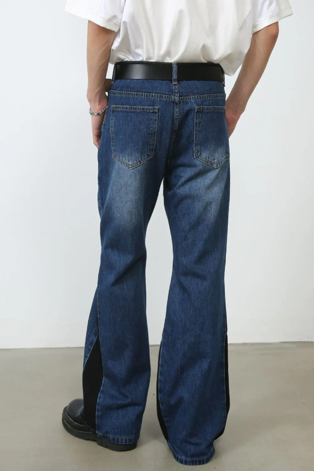 Men's Contrast Bootcut Jeans with Pockets, image 5
