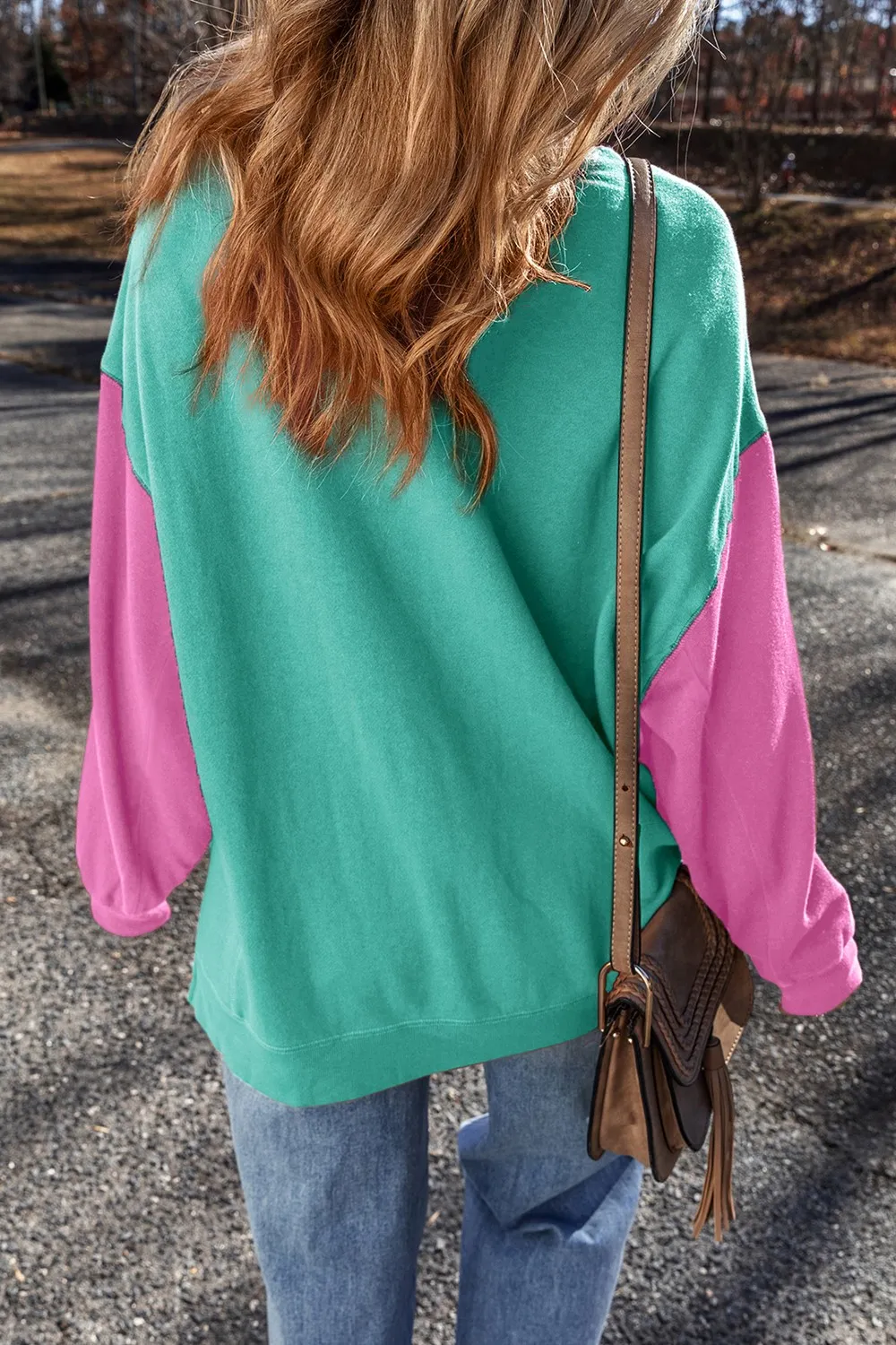 Contrast Round Neck Long Sleeve Sweatshirt, image 10