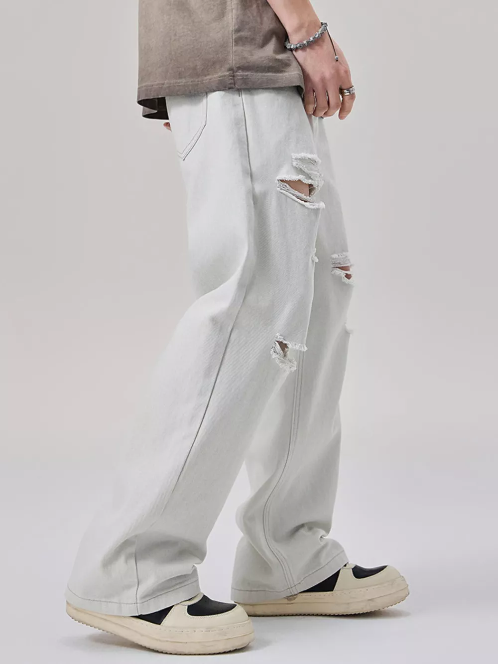 Men's Distressed Wide Leg Jeans, image 5