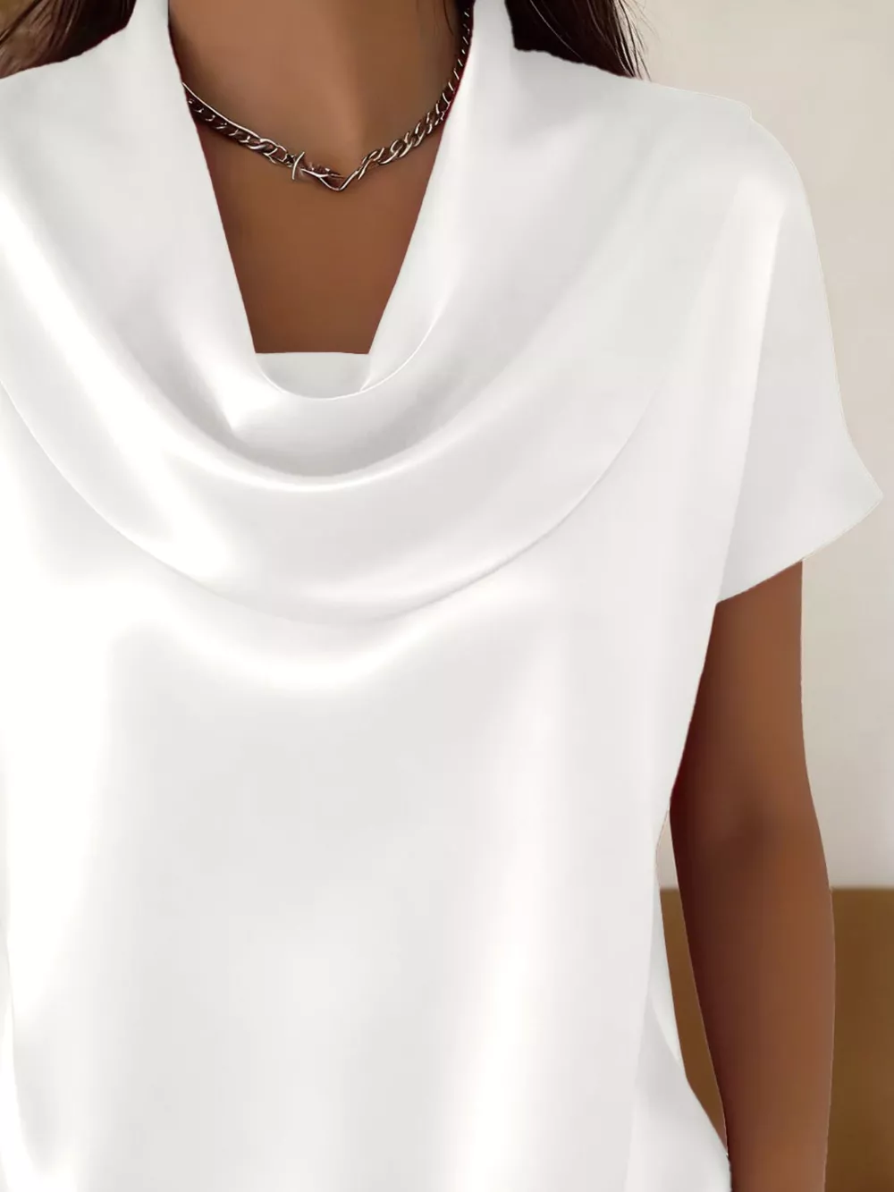 Cowl Neck Short Sleeve Blouse, image 4