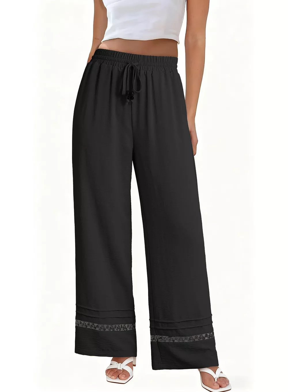 Casual Wide Leg Drawstring Pants, image 10