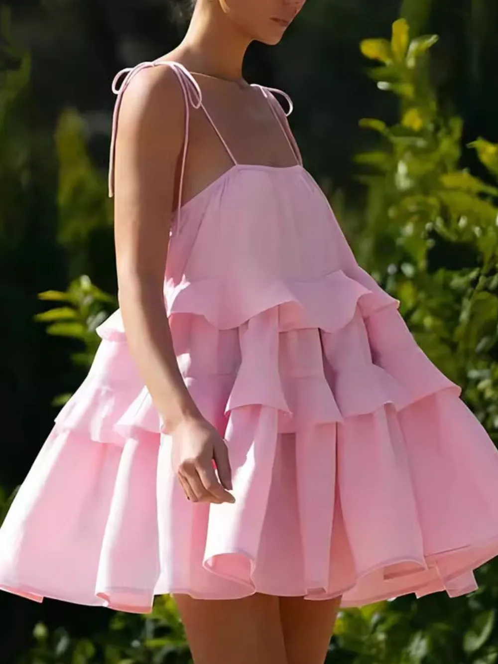 Ruffle Layered Tie Shoulder Cami Dress, image 10