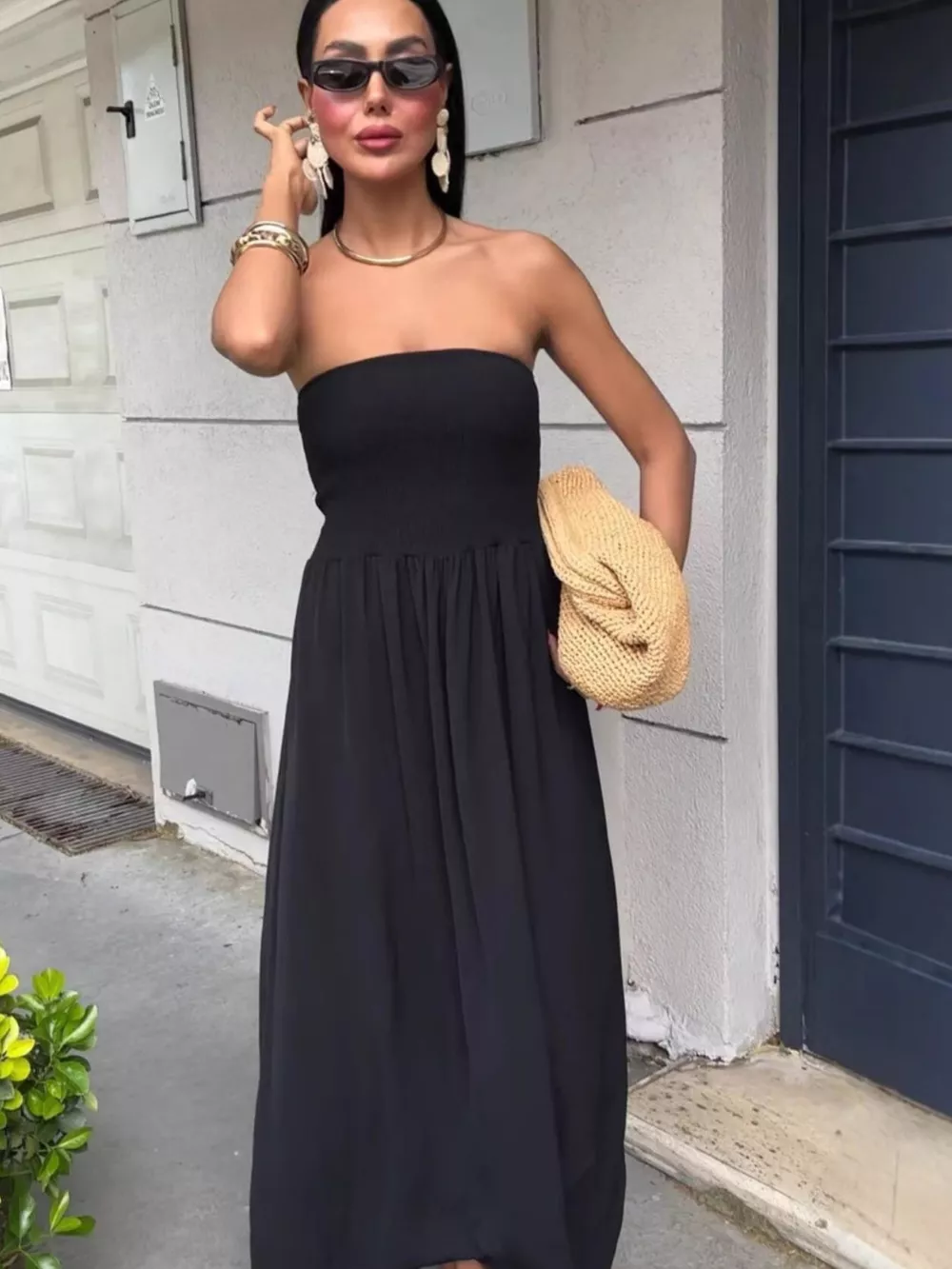 Strapless Smocked Maxi Dress, image 11