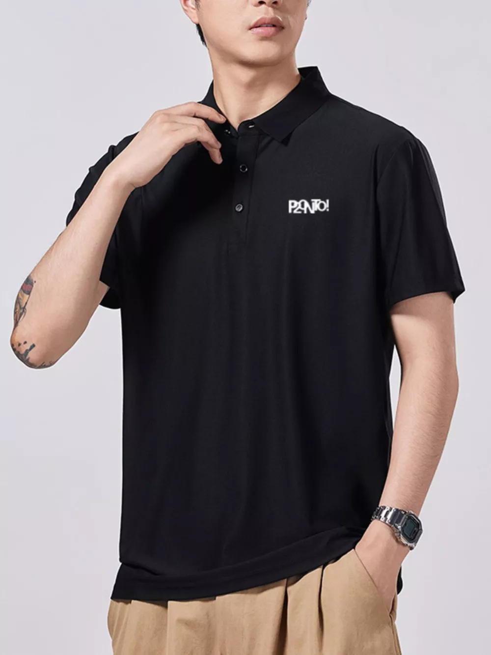 Men's Plus Size Collared Neck Short Sleeve Polo