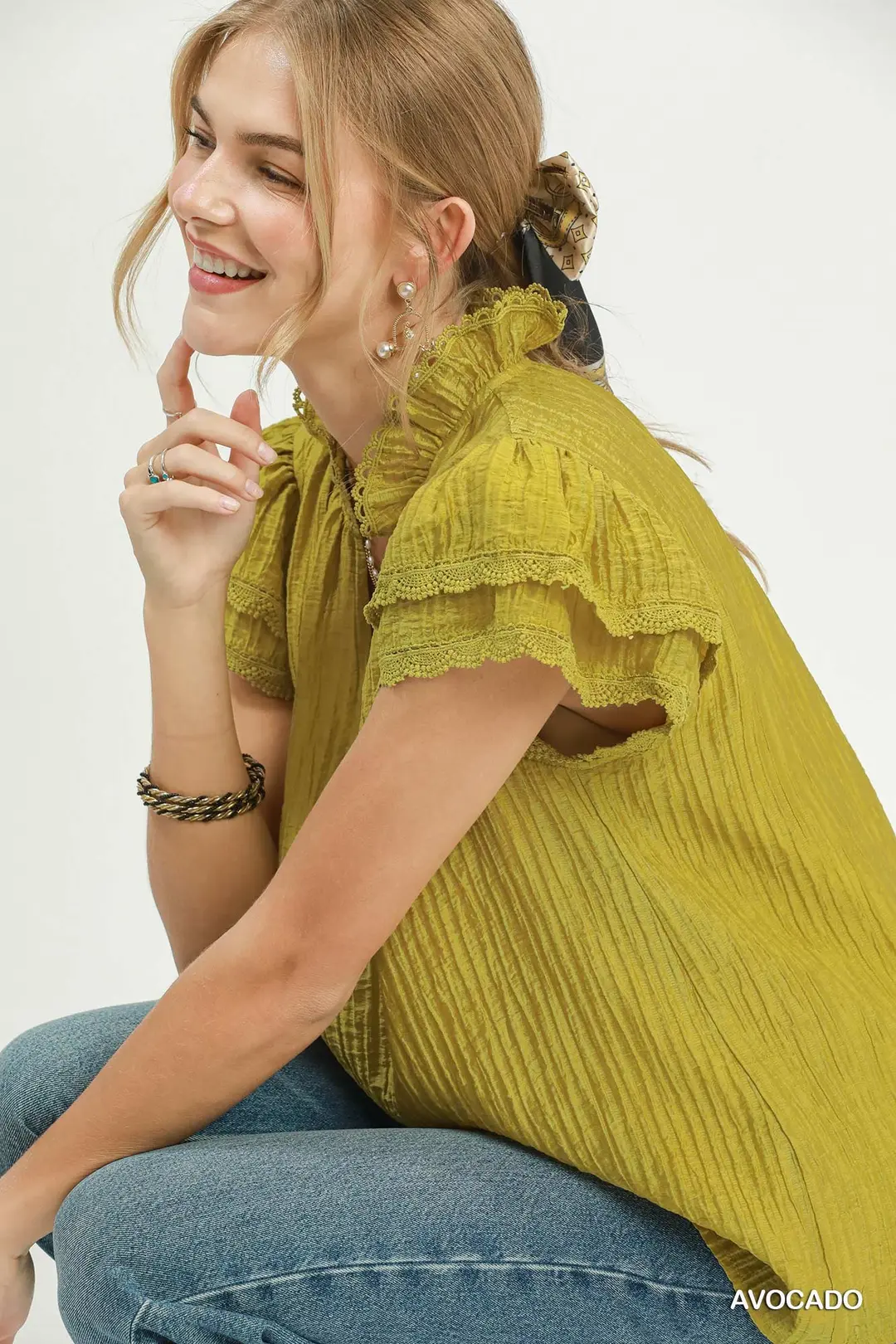 Lace Trim Ruffle Top, image 5