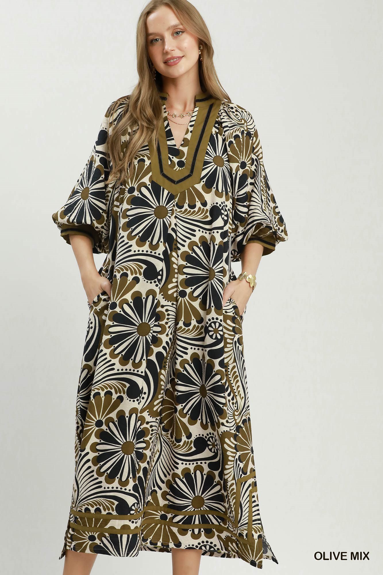 Abstract Print Midi Dress