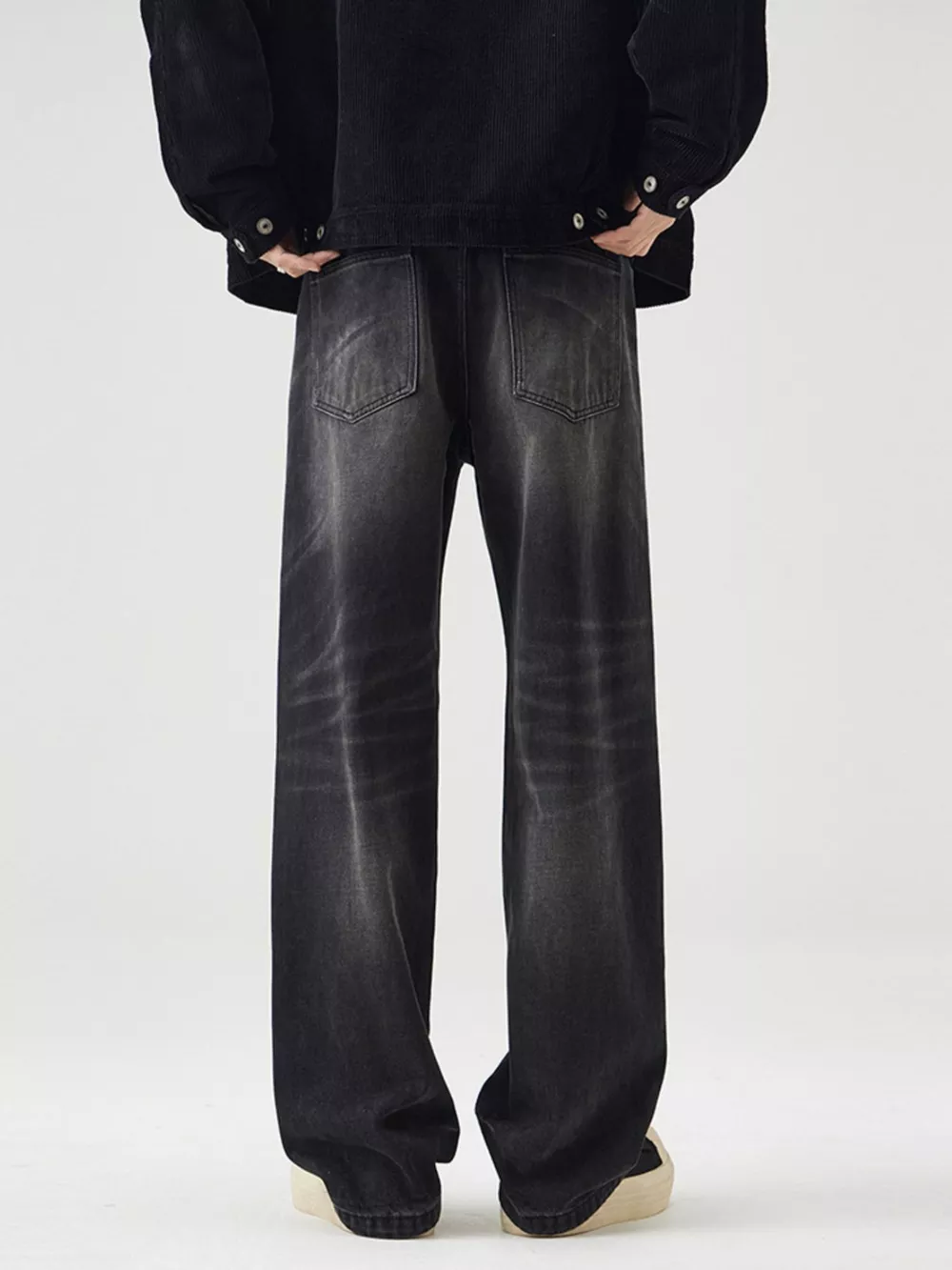 Men's Wide Leg Washed Jeans, image 7
