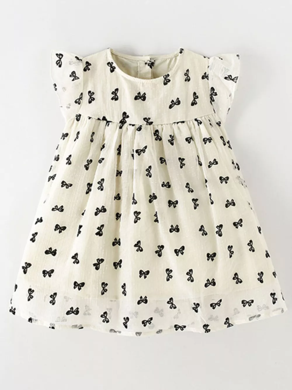 Children's Bow Print Flutter Sleeve Dress, image 2