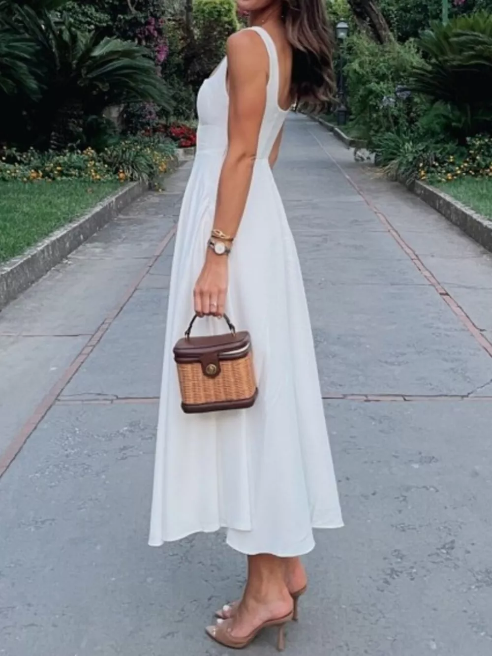 Square Neck Wide Strap A-Line Dress, image 9