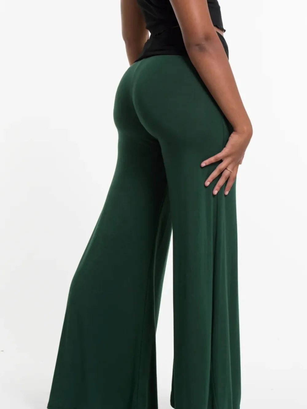 High Waisted Wide Leg Yoga Pants with Contrast Waistband, image 14