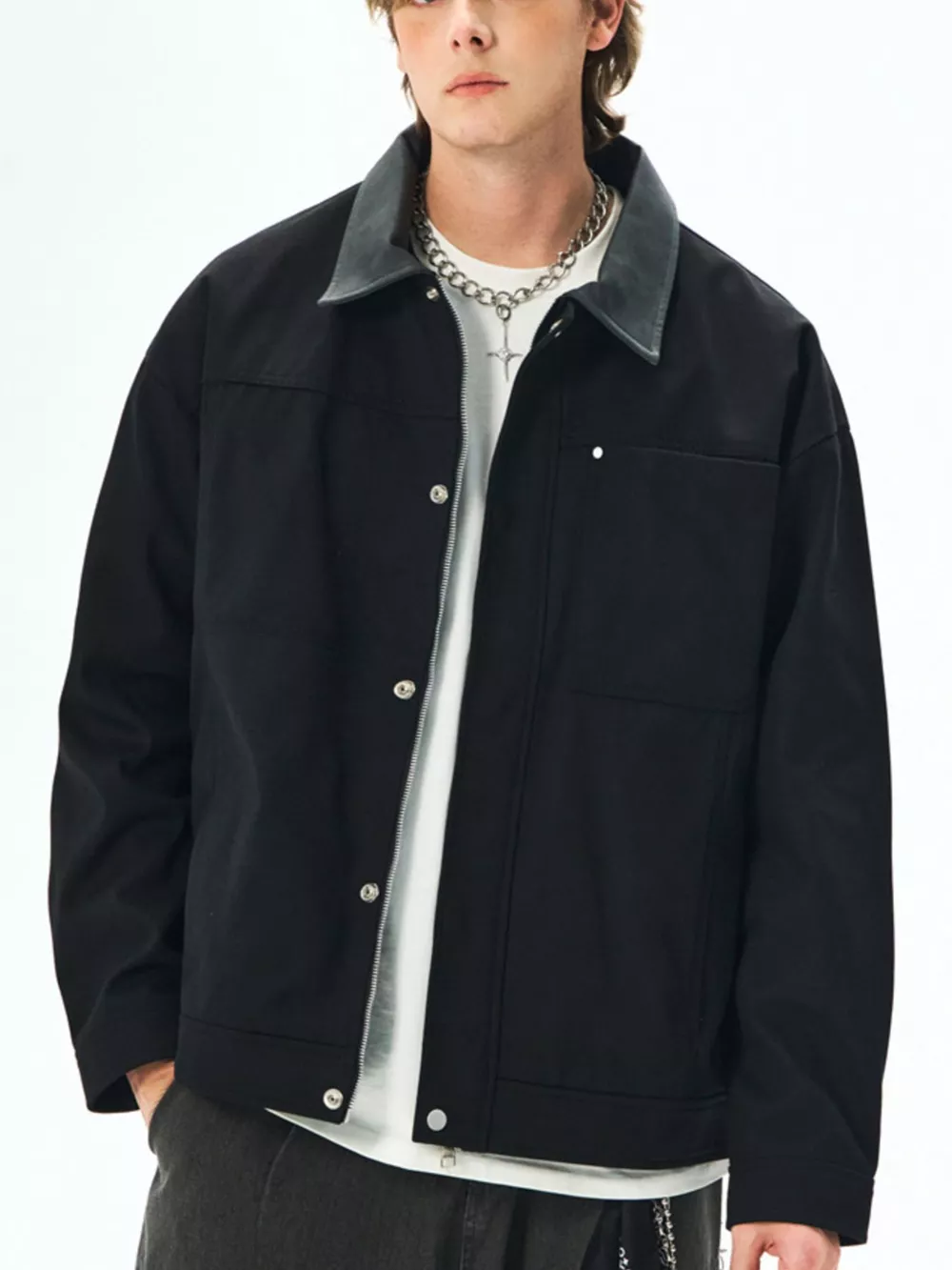 Men's Plus Size Snap Down Long Sleeve Jacket, image 11