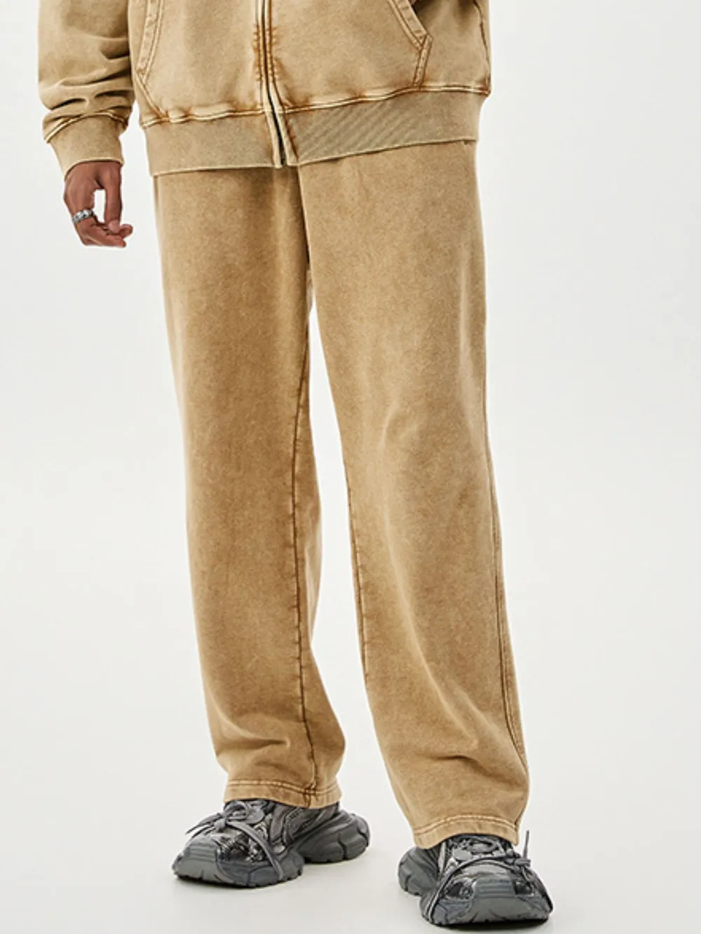 Men's Washed Relaxed Fit Sweatpants, image 2
