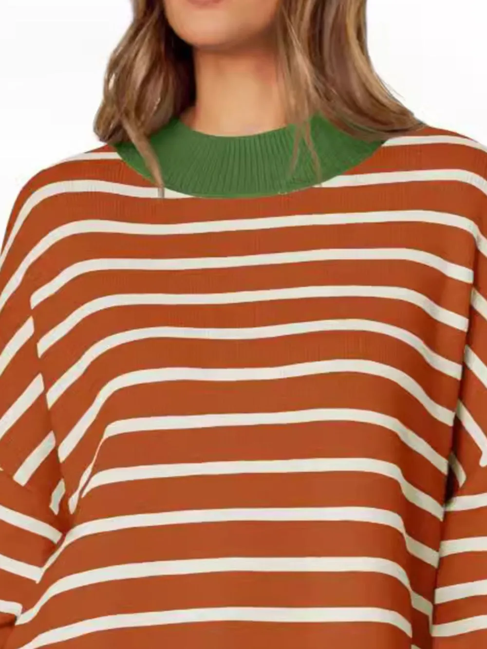 Striped Round Neck Long Sleeve Sweater, image 6