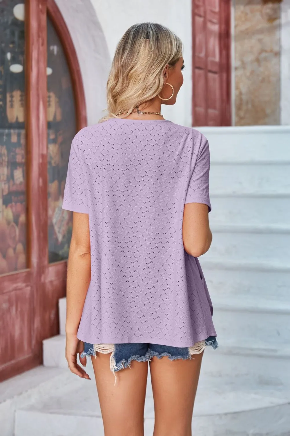 Eyelet Open Front Short Sleeve Cover Up, image 35
