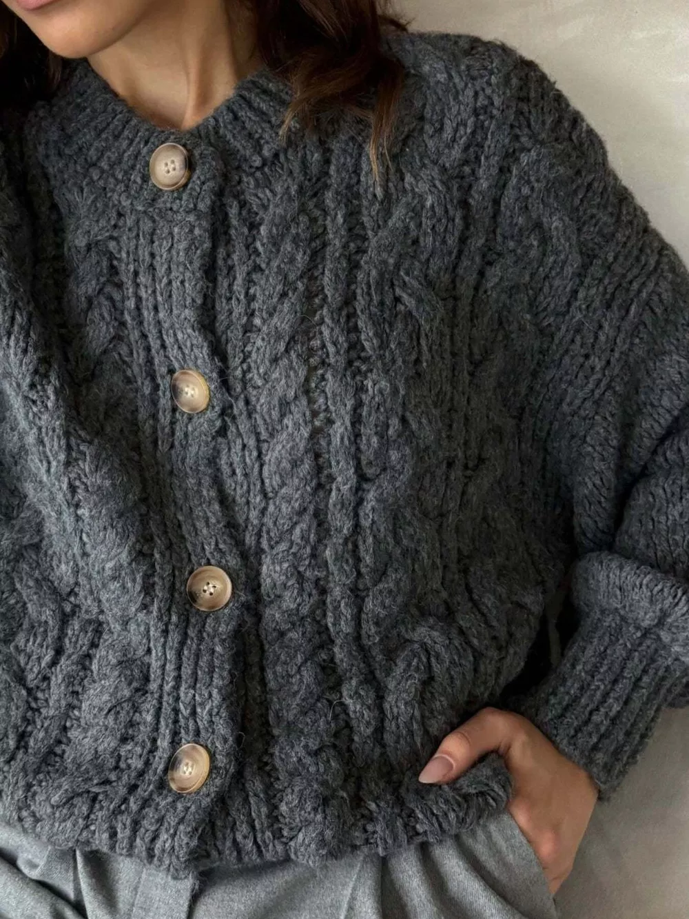 Cable Knit Button-Down Cardigan, image 18