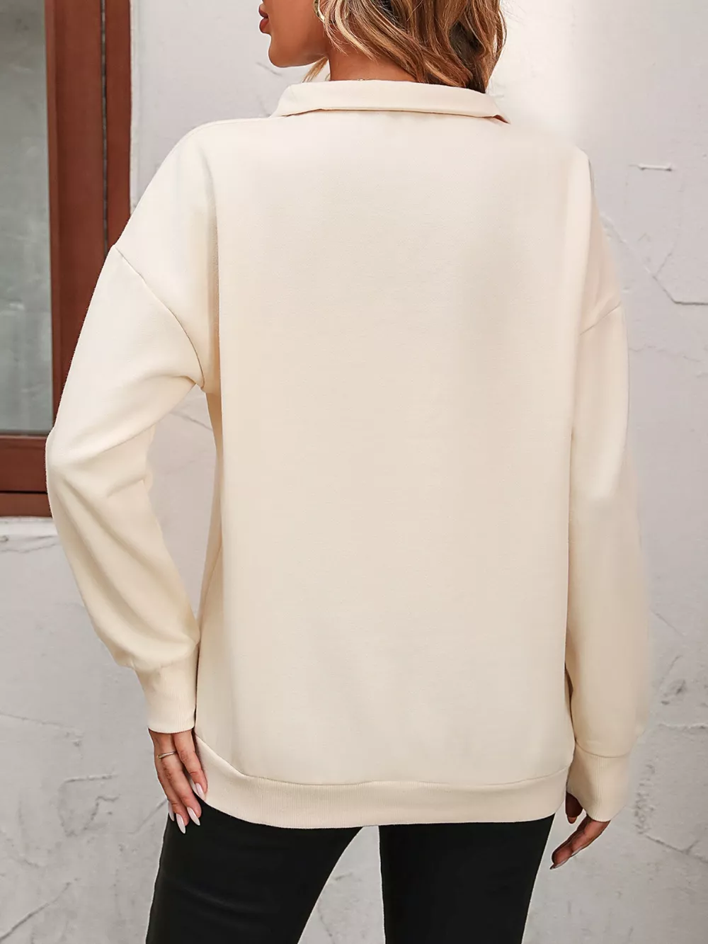 Quarter Zip Dropped Shoulder Sweatshirt, image 12