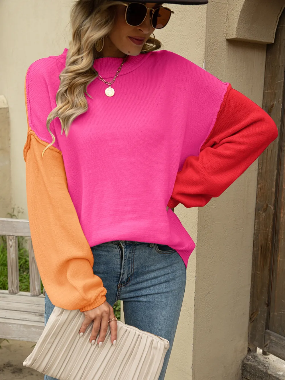 Color Block Dropped Shoulder Sweater, image 10