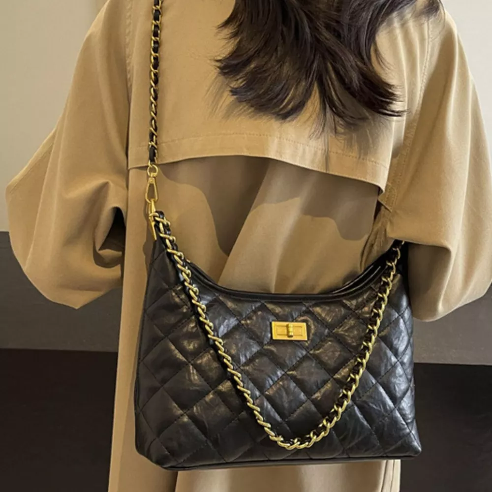 Quilted Leather Chain Crossbody Bag, image 5