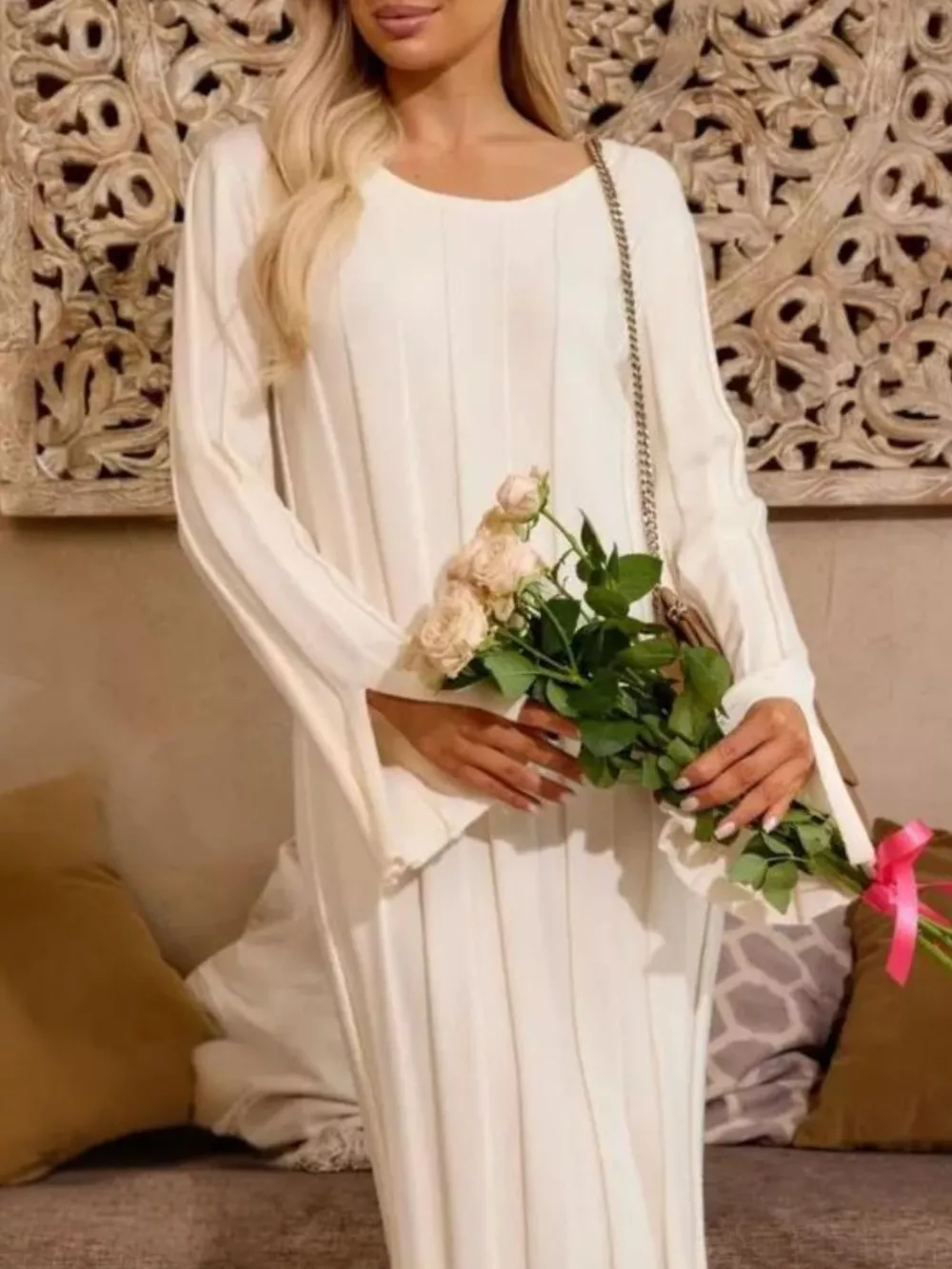 Ribbed Knit Slit Sweater Dress, image 4