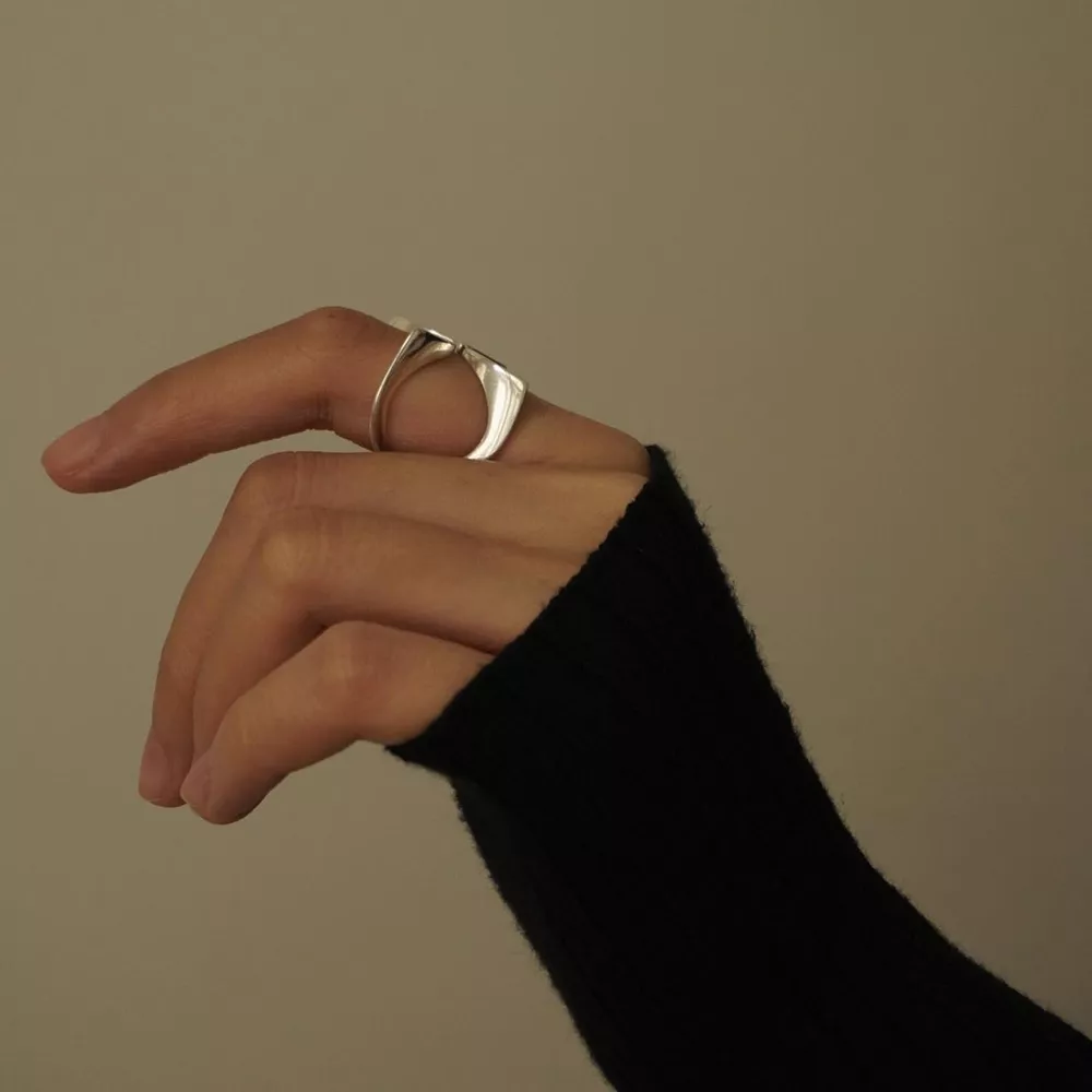 Stainless Steel Crisscross Open Ring, image 3