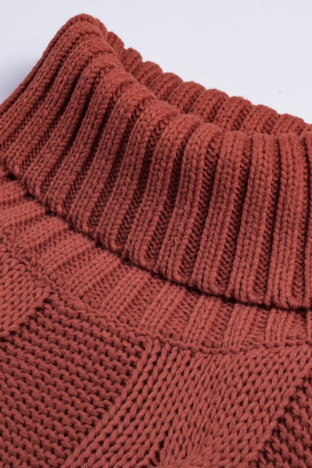 Cable-Knit Turtleneck Dropped Shoulder Sweater, image 2