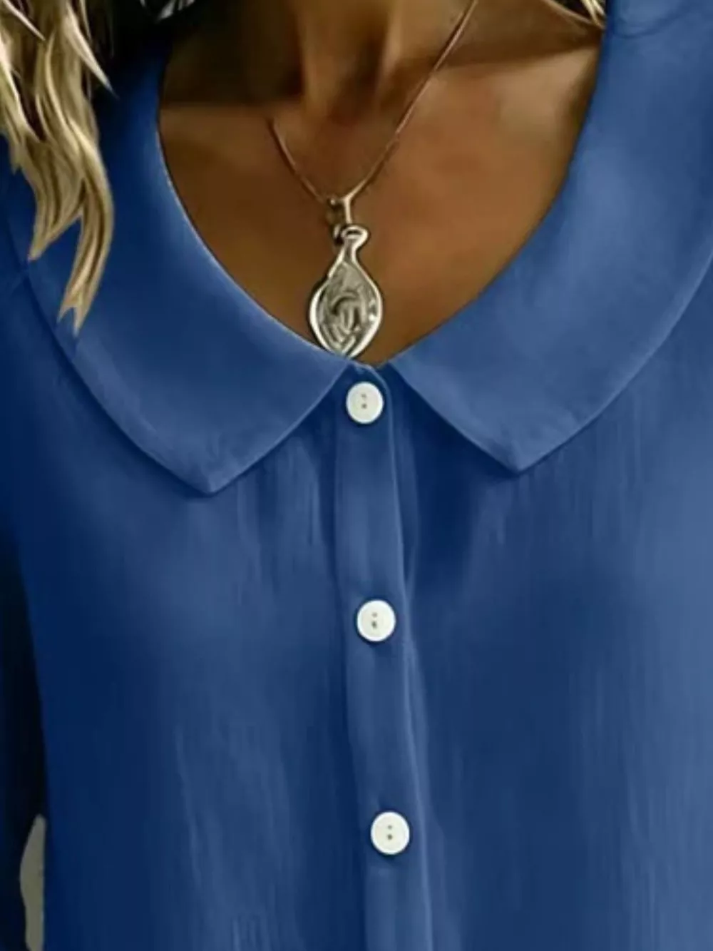 Full Size Peter Pan Collar Button-Down Shirt Plus Size, image 9