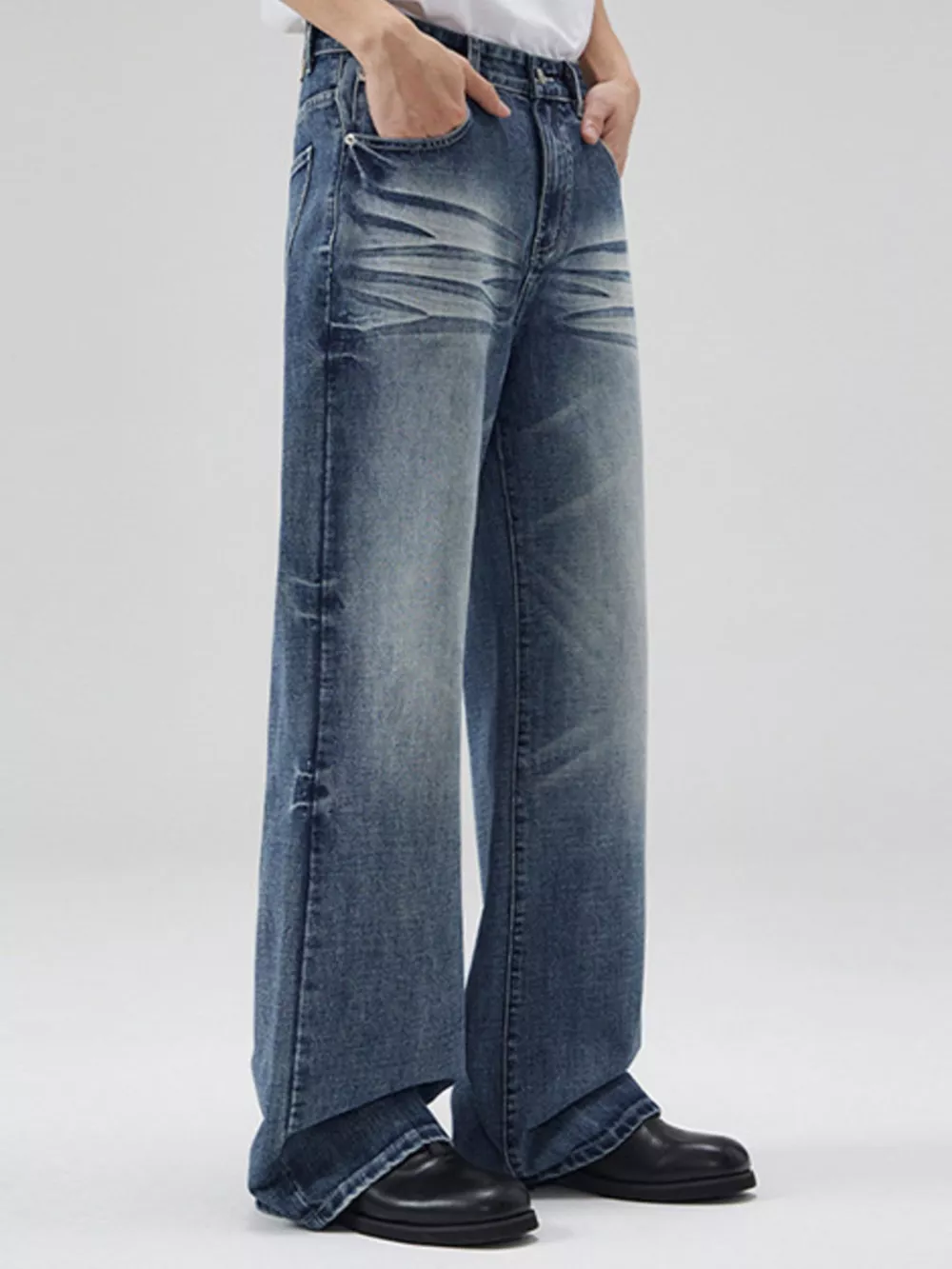 Men's Full Size Wide Leg Wash Jeans Plus Size, image 3