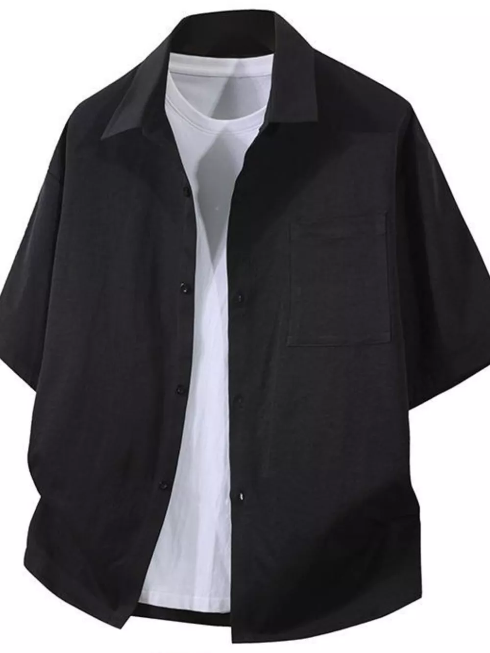 Men's Plus Size Casual Short Sleeve Button-Down Shirt