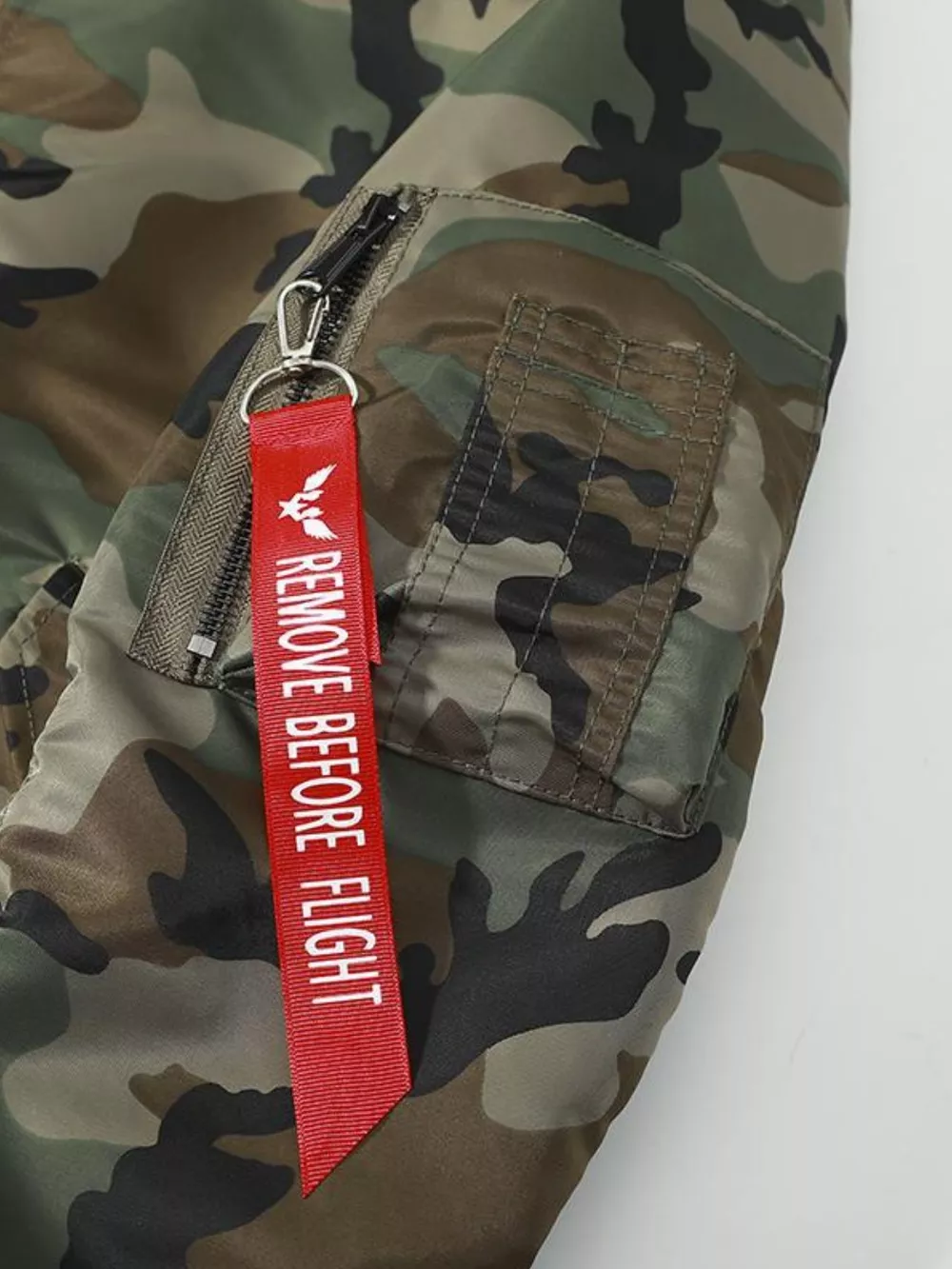 Men's Plus Size Zip Up Camouflage Bomber Jacket, image 3