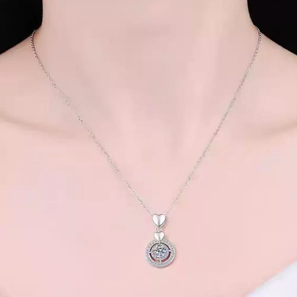 2 Carat Moissanite 925 Sterling Silver Pendant Necklace